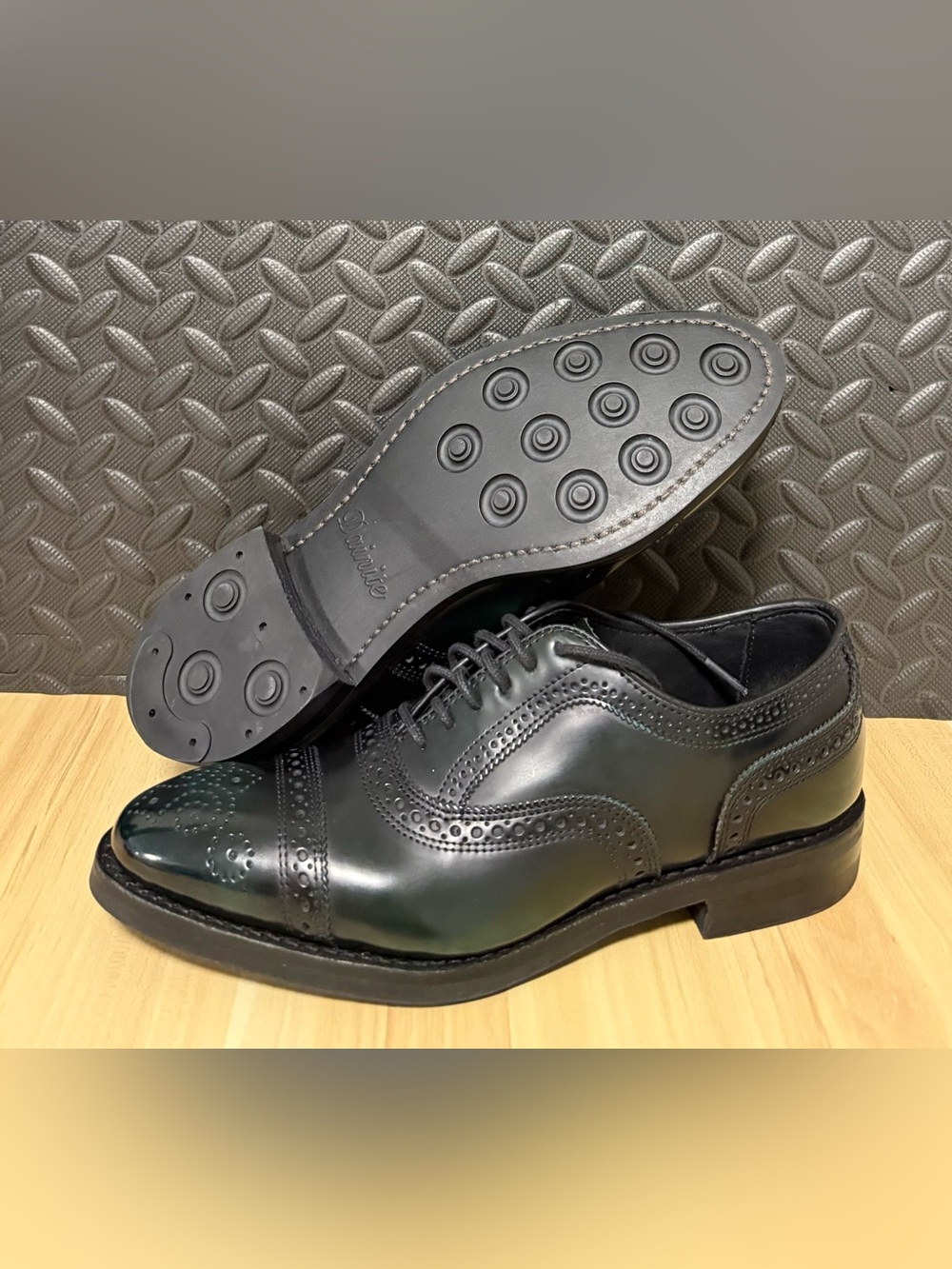 Allen Edmonds Strandmok Cap Toe Oxfords Dainite Sole Black Green Mens Size 7.5